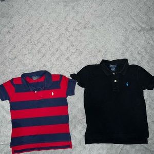 Assorted polo shirts (red/blue and black) size 4/4t